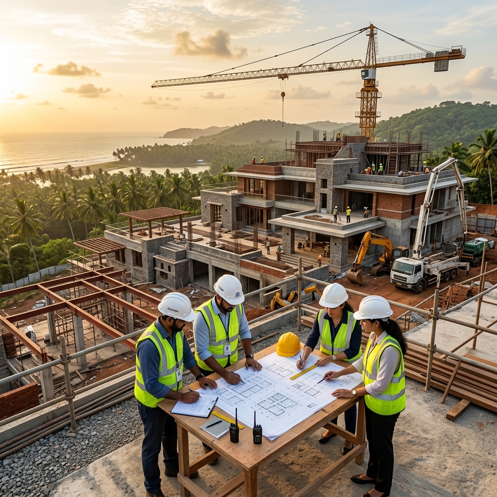 Structural Construction Site with Reinforced Steel